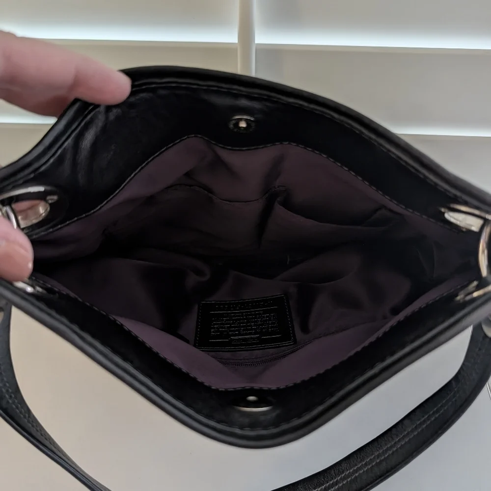 Coach Ashley Lurex Charcoal Shoulder Bag - Picture 5 of 7
